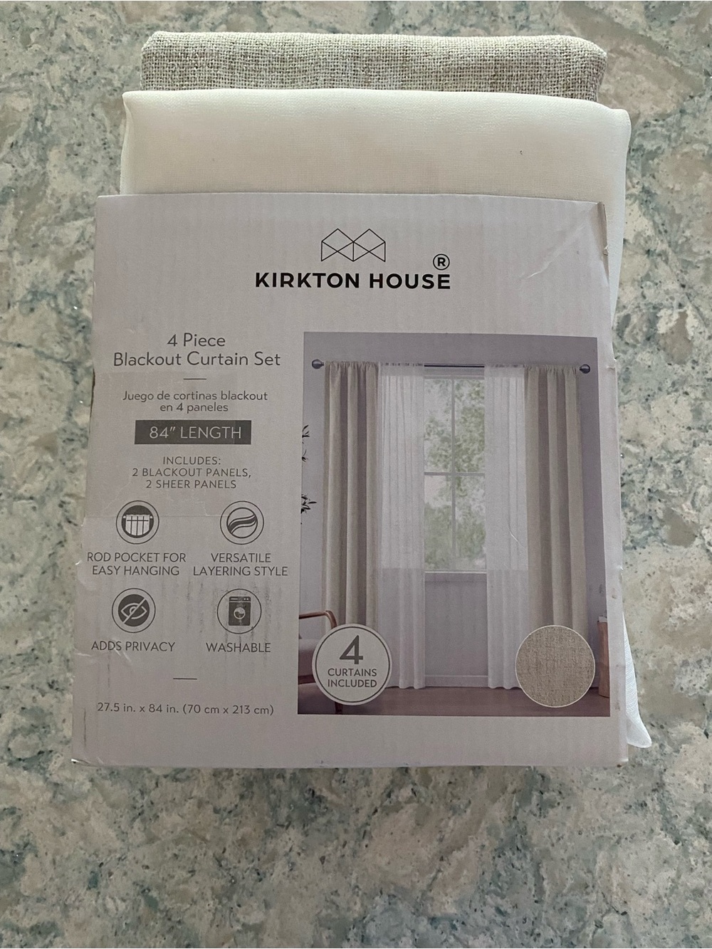 Kirkton House Ivory 4-Piece Blackout Curtain Set - Ivory